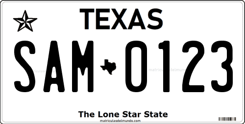 matricula de Texas Tejas blanca The Lone Star State