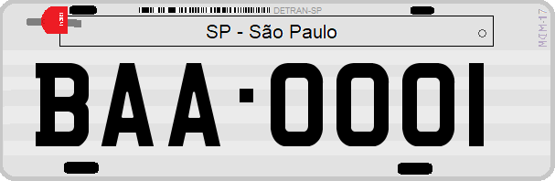 matrícula de coche de Brasil del sistema anterior para vehículo privado