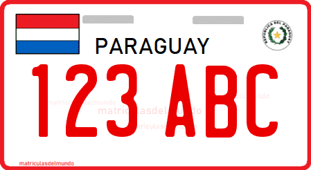 Patente del Paraguay de motocicleta antigua roja hasta 2019