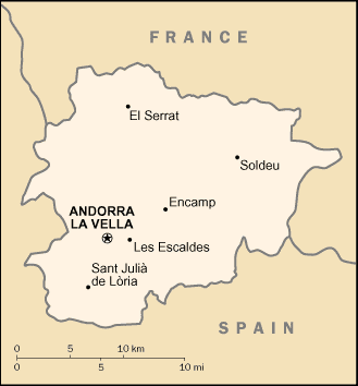 Mapa de Andorra político actualizado