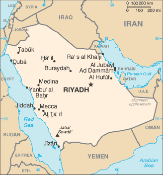 Mapa de Arabia Saudi político actualizado