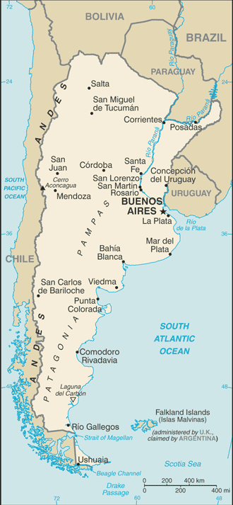 Mapa de Argentina político actualizado