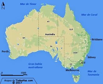 Mapa de Australia político actualizado