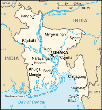 Mapa de Bangladesh político actualizado