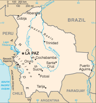 Mapa de Bolivia político actualizado
