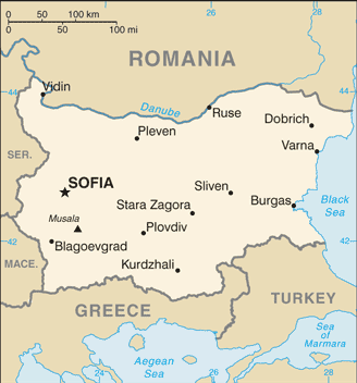 Mapa de Bulgaria político actualizado
