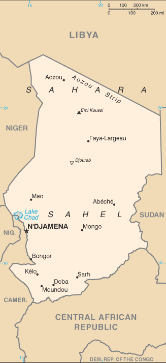 Mapa de Chad político actualizado