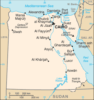 Mapa de Egipto político actualizado