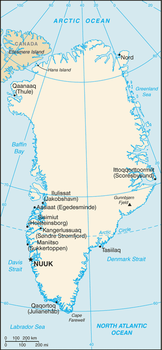 Mapa de Groenlandia político actualizado