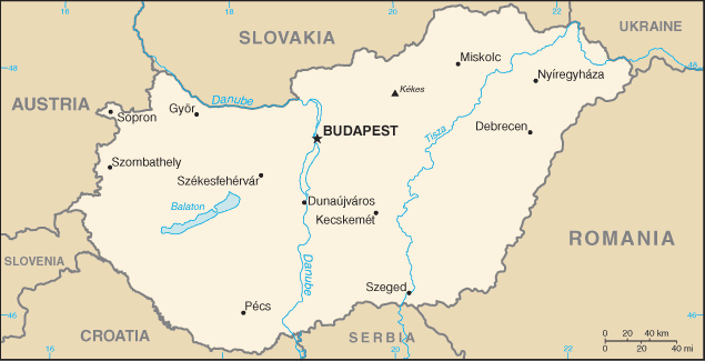 Mapa de Hungría político actualizado