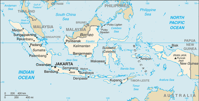 Mapa de Indonesia político actualizado