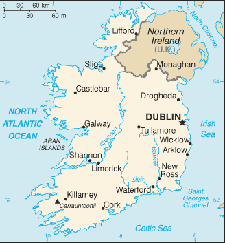 Mapa de Irlanda político actualizado