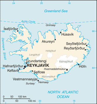 Mapa de Islandia político actualizado