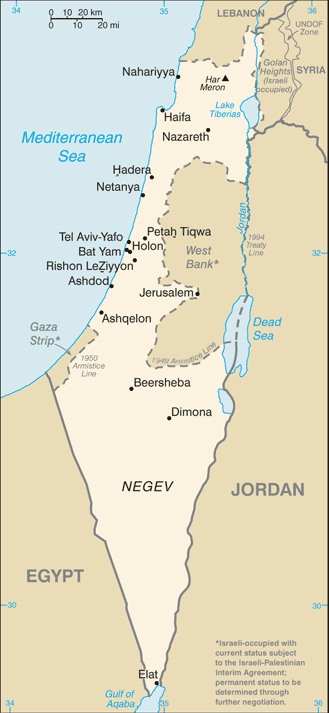 Mapa de Israel político actualizado