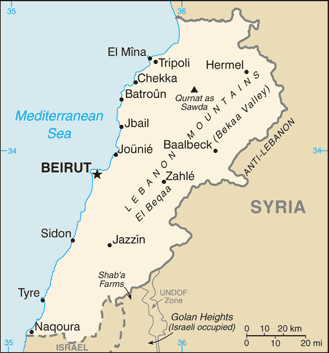 Mapa de Líbano político actualizado