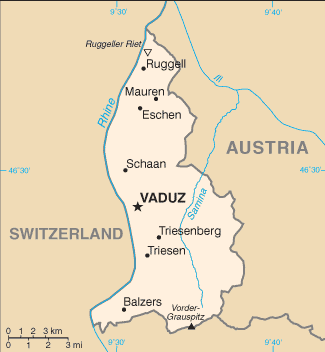 Mapa de Liechtenstein político actualizado