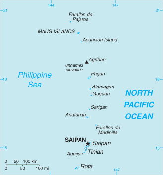 Mapa de Islas Marianas del Norte político actualizado