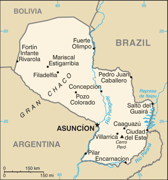 Mapa de Paraguay político actualizado