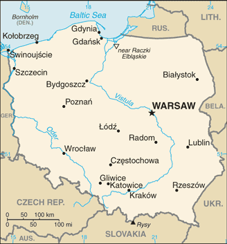 Mapa de Polonia político actualizado
