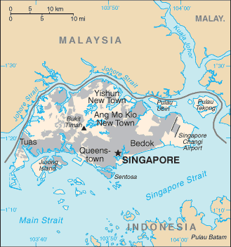 Mapa de Singapur político actualizado