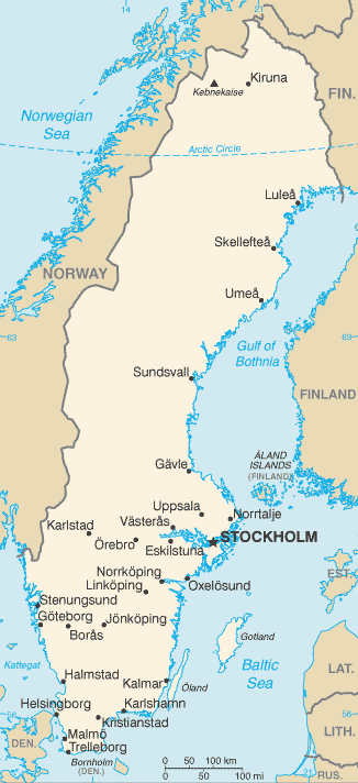 Mapa de Suecia político actualizado