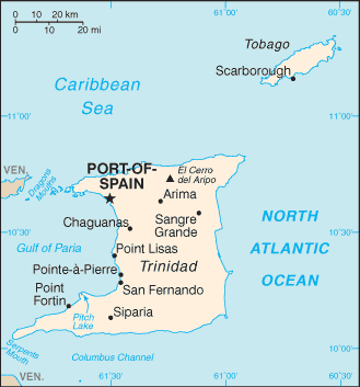 Mapa de Trinidad y Tobago político actualizado