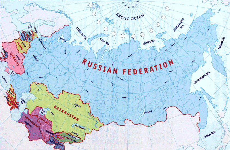 Mapa de Unión Soviética político actualizado