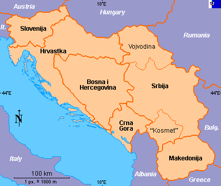 Mapa de Yugoslavia político actualizado