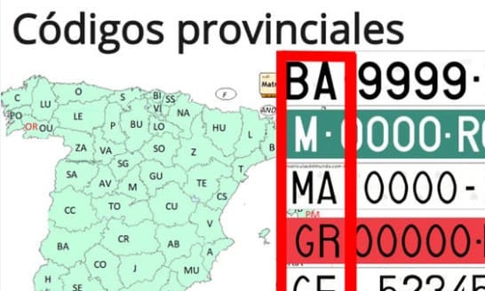 Matrículas por provincias españolas antiguas