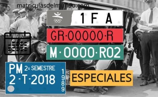 Matrículas de coches especiales utilizadas antiguamente en España
