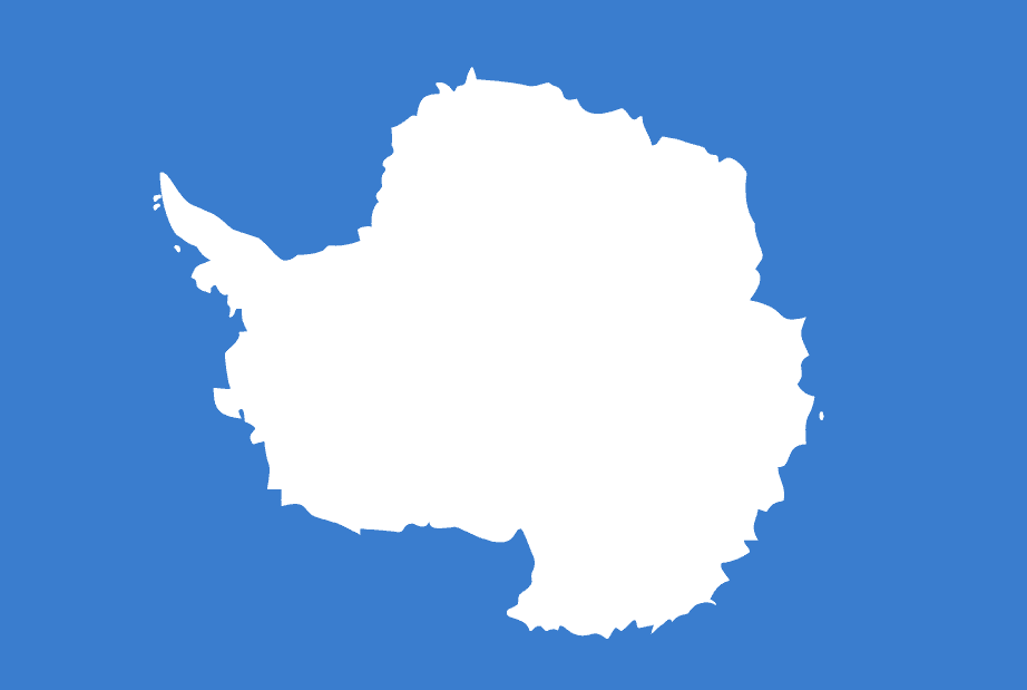 Bandera actual de la Antártida con fondo azul y mapa