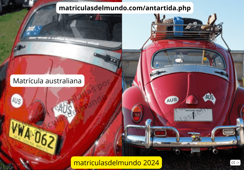 Antes y después de un mismo Volkswagen Escarabajo rojo que circuló por Anártida