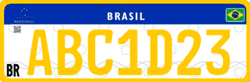 matrícula del cuerpo diplomático de Brasil con letras amarillas