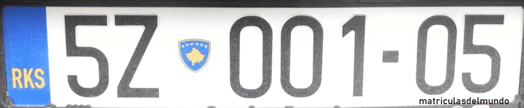 Matrícula de coche de Kosovo especial para agencia independiente de la Asamblea de Kosovo Matrícula de Kosovo de vehículo oficial para agencias indepentientes 5Z