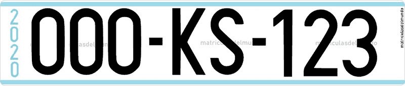 Matrícula neutra de Kosovo emitida en 2020 antes de los conflictos por las matrículas con Serbia Matrícula neutra de Kosovo de 2020 y letras KS
