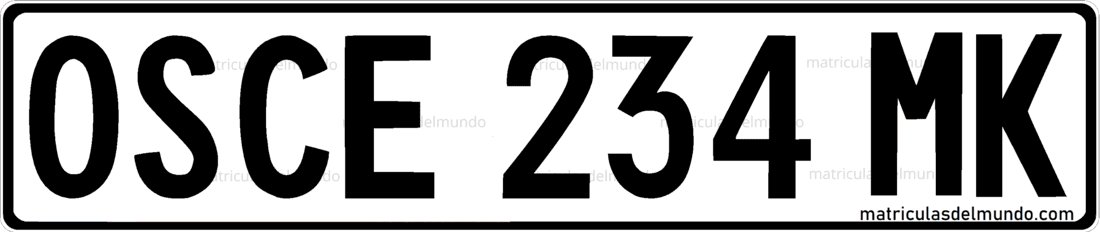 Matrícula de coche de la OSCE para la misión en Kosovo Matrícula de coche de Kosovo de la Organización para la Seguridad y Cooperación en Europa OSCE