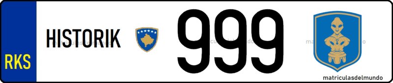 Matrícula de coche de rally de Kosovo actual Matrícula de kosovo de vehículo histórico HISTORIK y dibujo