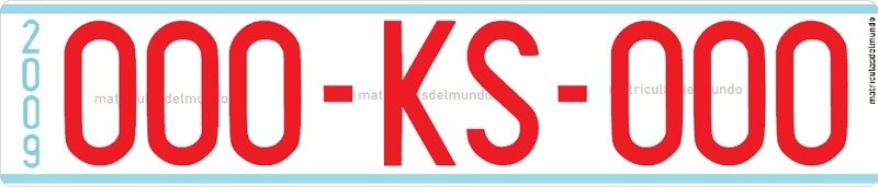 Matrícula antigua de Kosovo para la policía Matrícula antigua de Kosovo con letras en rojo de la policía