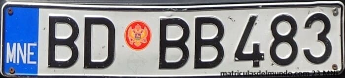 matrícula de coche de Montenegro de Budva BD