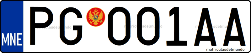 matrícula de camion de Montenegro para remolque PG 001AA escudo
