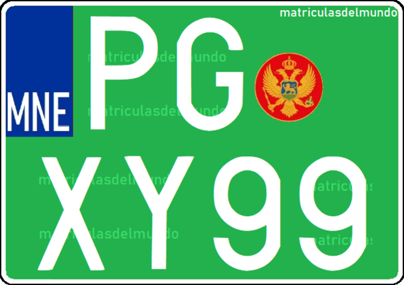 matrícula de coche de Montenegro con letras verde agrícola tractor