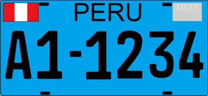 matrícula de motocicleta con fondo azul de Perú