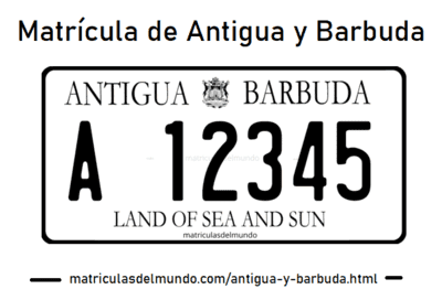 Matrícula de coche de Antigua y Barbuda actual con código AG