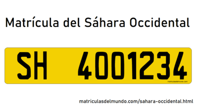 Matrícula de coche de Sáhara Occidental (Rep. Dem. Árabe Saharaui) actual con código EH