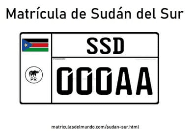 Matrícula de coche de Sudán del Sur actual con código SSD