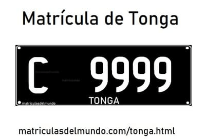 Matrícula de coche de Tonga actual con código TO