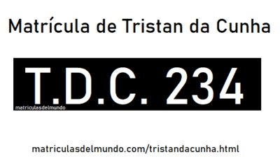 Matrícula de coche de Tristan da Cunha actual con código UK