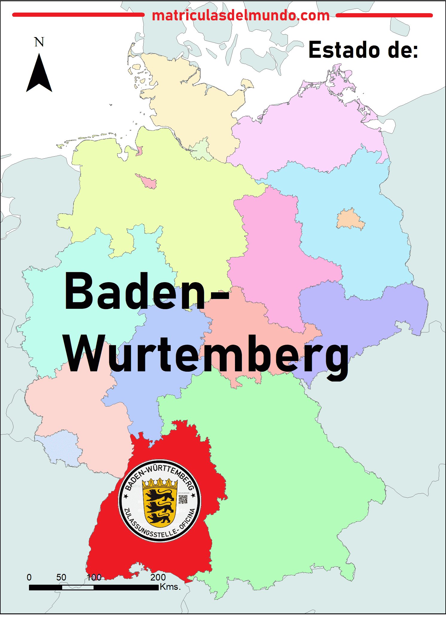 Imagen del mapa de Baden-Wurtemberg