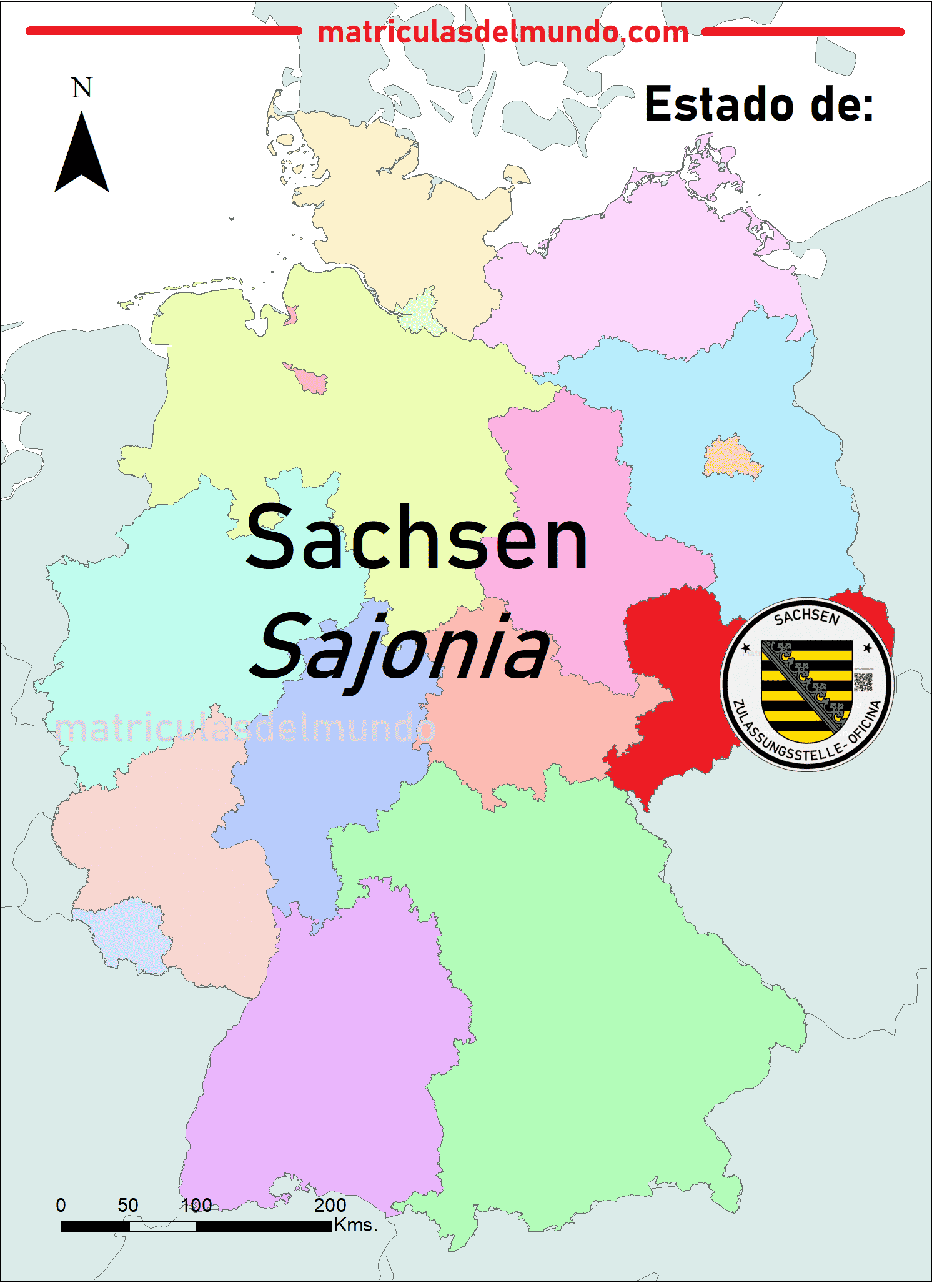 Imagen del mapa de Sajonia