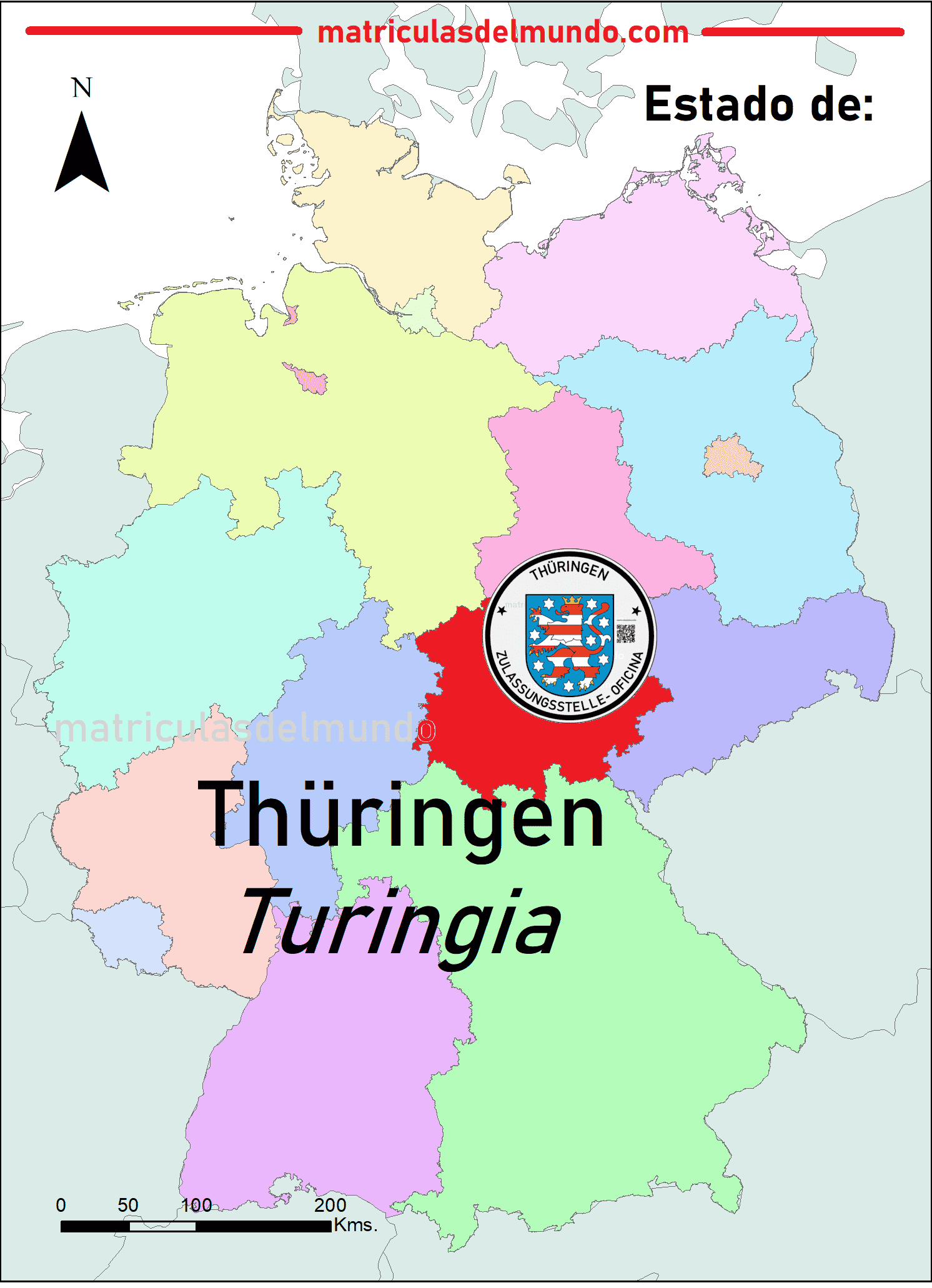 Imagen del mapa de Turingia